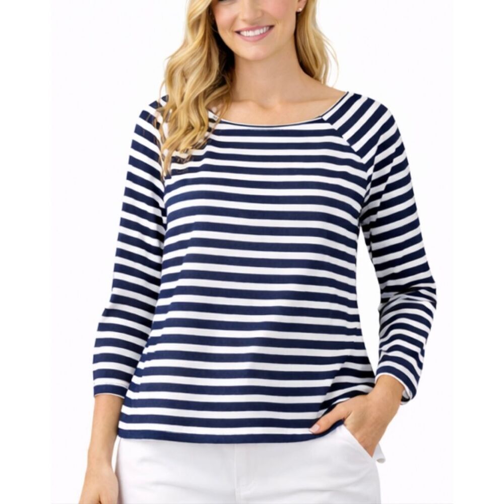 J.Crew NWT navy striped blouse tie back size xs